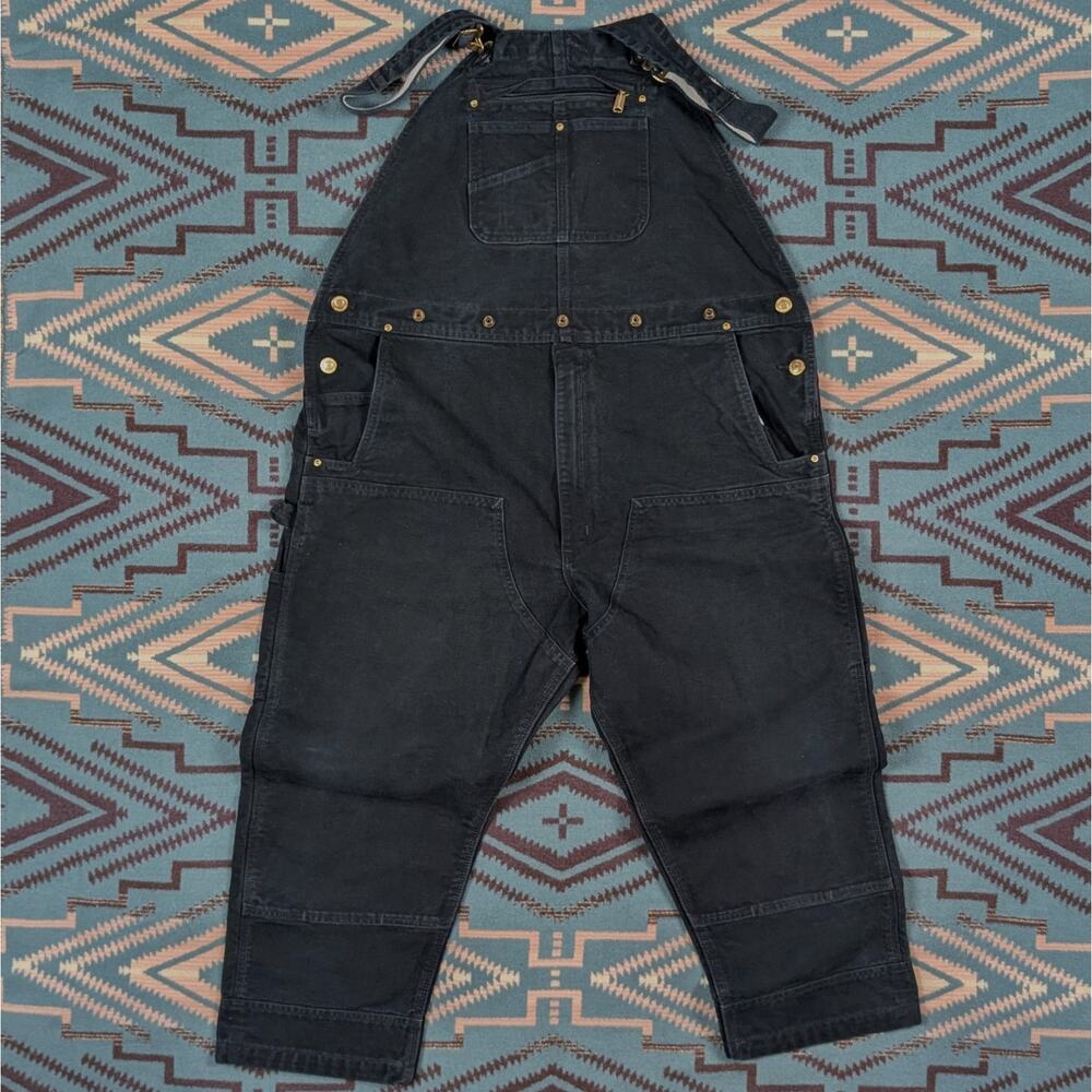 Carhartt Duck Bib Overalls R01-M BLK 44x25 Mexico Double Knee Short King Fit